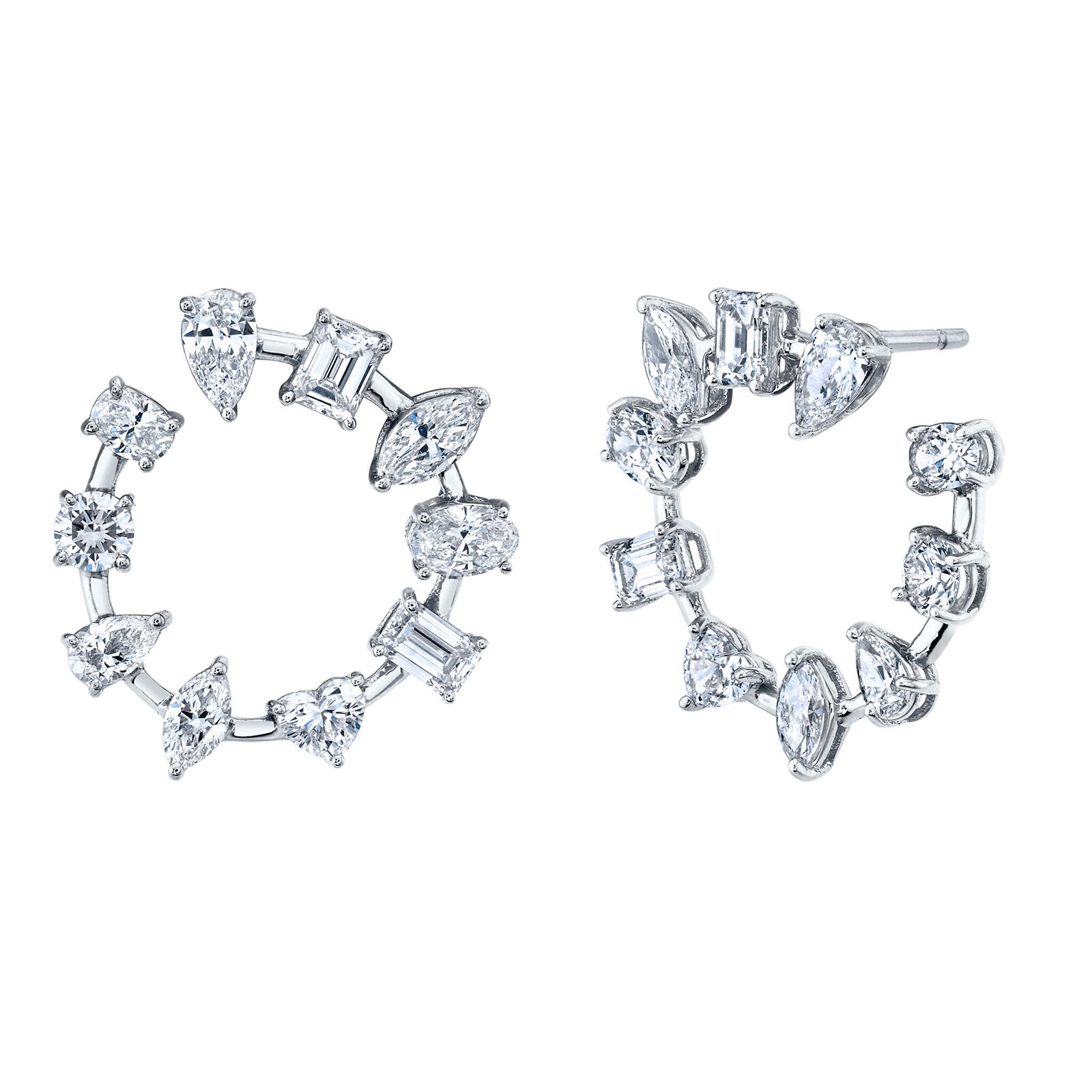 Betteridge 18k White Gold 3.25cttw Mixed Cut Diamond 'C' Earrings