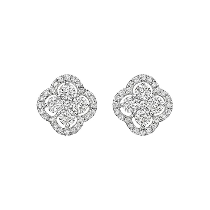 Betteridge 18k White Gold 1.10cttw Diamond Cluster Clover Stud Earrings