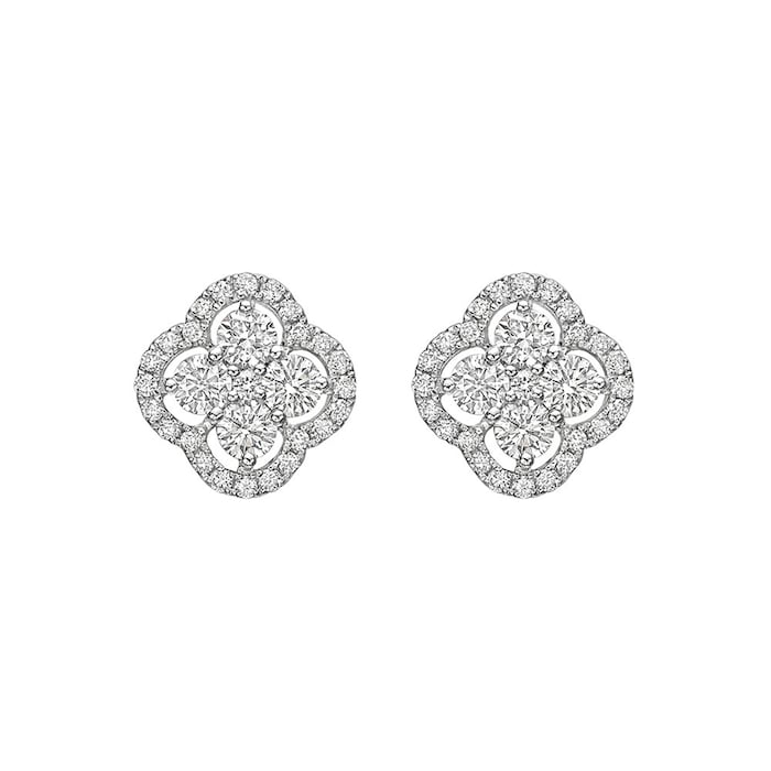 Betteridge 18k White Gold 1.10cttw Diamond Cluster Clover Stud Earrings