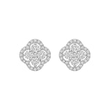 Betteridge 18k White Gold 1.10cttw Diamond Cluster Clover Stud Earrings