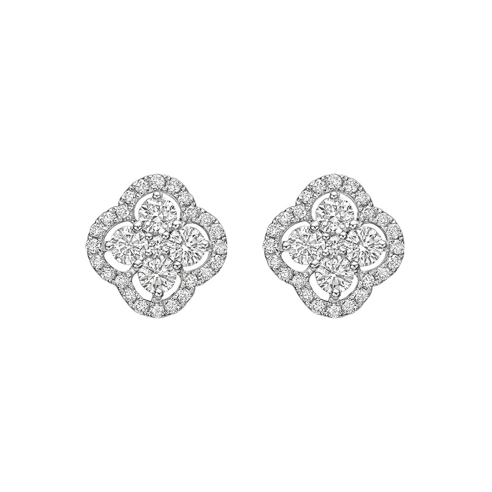 Betteridge 18k White Gold 1.10cttw Diamond Cluster Clover Stud Earrings