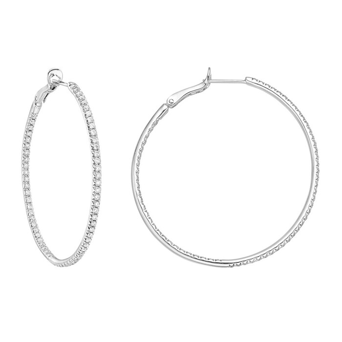 Betteridge 18k White Gold 0.95cttw Diamond Inside-Outside Hoop Earrings