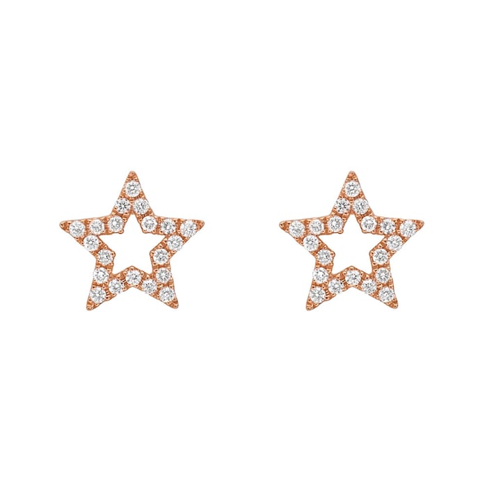 Betteridge 18k Rose Gold 0.16cttw Diamond Open Star Stud Earrings