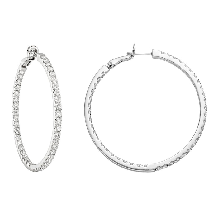 Betteridge 18k White Gold 4.00cttw Diamond Inside-Outside Hoop Earrings