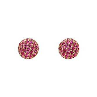Betteridge 18k Yellow Gold 0.42cttw Pavé Pink Sapphire Domed Stud Earrings