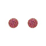 Betteridge 18k Yellow Gold 0.42cttw Pavé Pink Sapphire Domed Stud Earrings