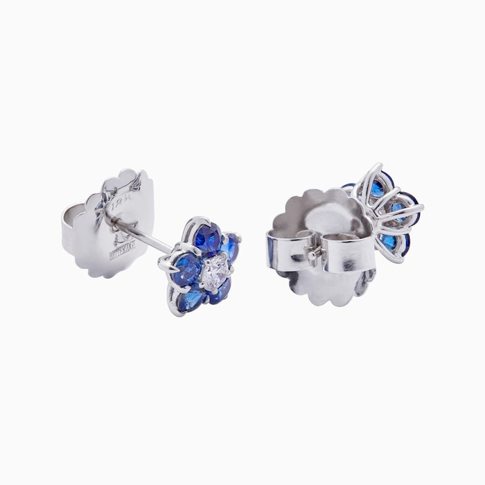 Uneek 18k White Gold 1.30cttw Sapphire and 0.22cttw Diamond Cluster Astra Earrings