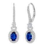 Uneek 18k White Gold 1.02cttw Sapphire and 0.34cttw Diamond Halo Earrings