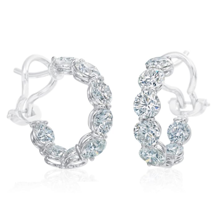 Betteridge 18k White Gold In and Out 3.60cttw Diamond Hoop Earrings