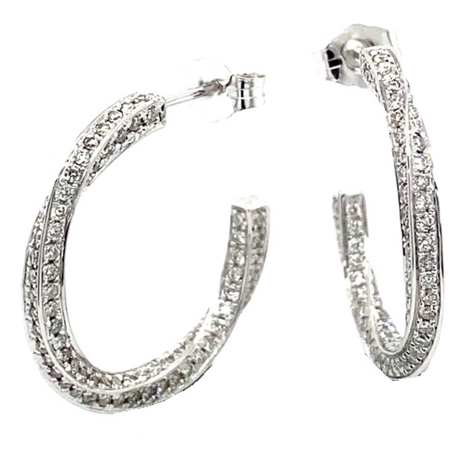 Betteridge 18k White Gold 1.46cttw Pave Diamond Twisted Hoop Earrings Betteridge 18k White Gold 1.46cttw Pave Diamond Twisted Hoop Earrings