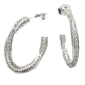 Betteridge 18k White Gold 1.46cttw Pave Diamond Twisted Hoop Earrings Betteridge 18k White Gold 1.46cttw Pave Diamond Twisted Hoop Earrings