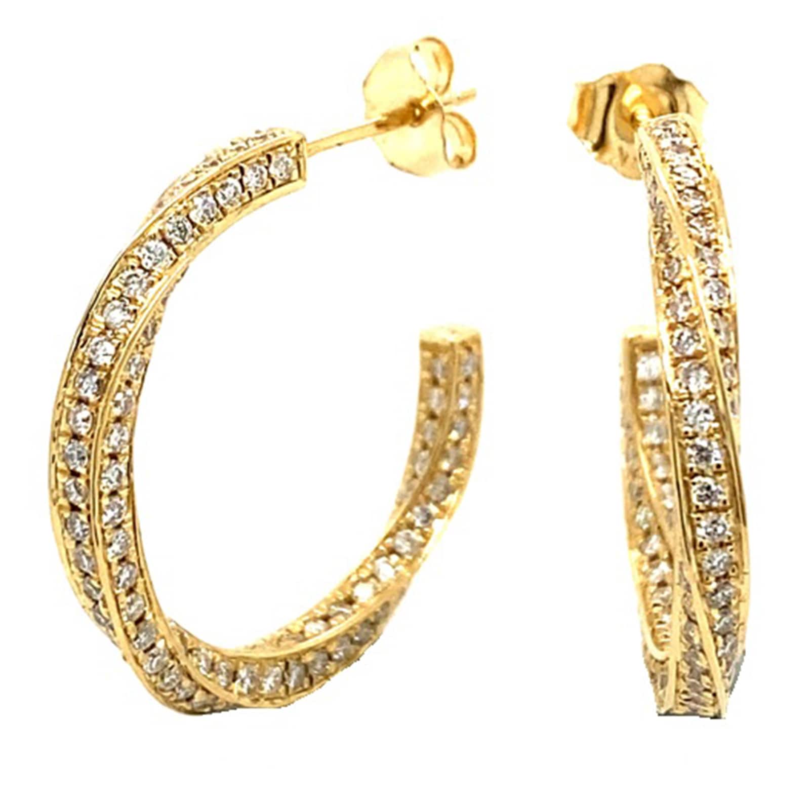 Betteridge 18k Yellow Gold 1.46cttw Pave Diamond Twisted Hoop Earrings Betteridge 18k Yellow Gold 1.46cttw Pave Diamond Twisted Hoop Earrings