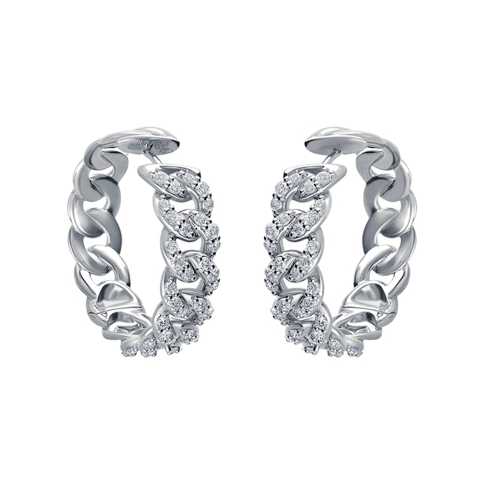 Betteridge 18k White Gold 1.92cttw Diamond Curblink Hoop Earrings 29mm