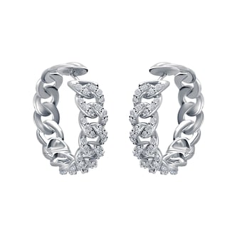 Betteridge 18k White Gold 1.92cttw Diamond Curblink Hoop Earrings 29mm