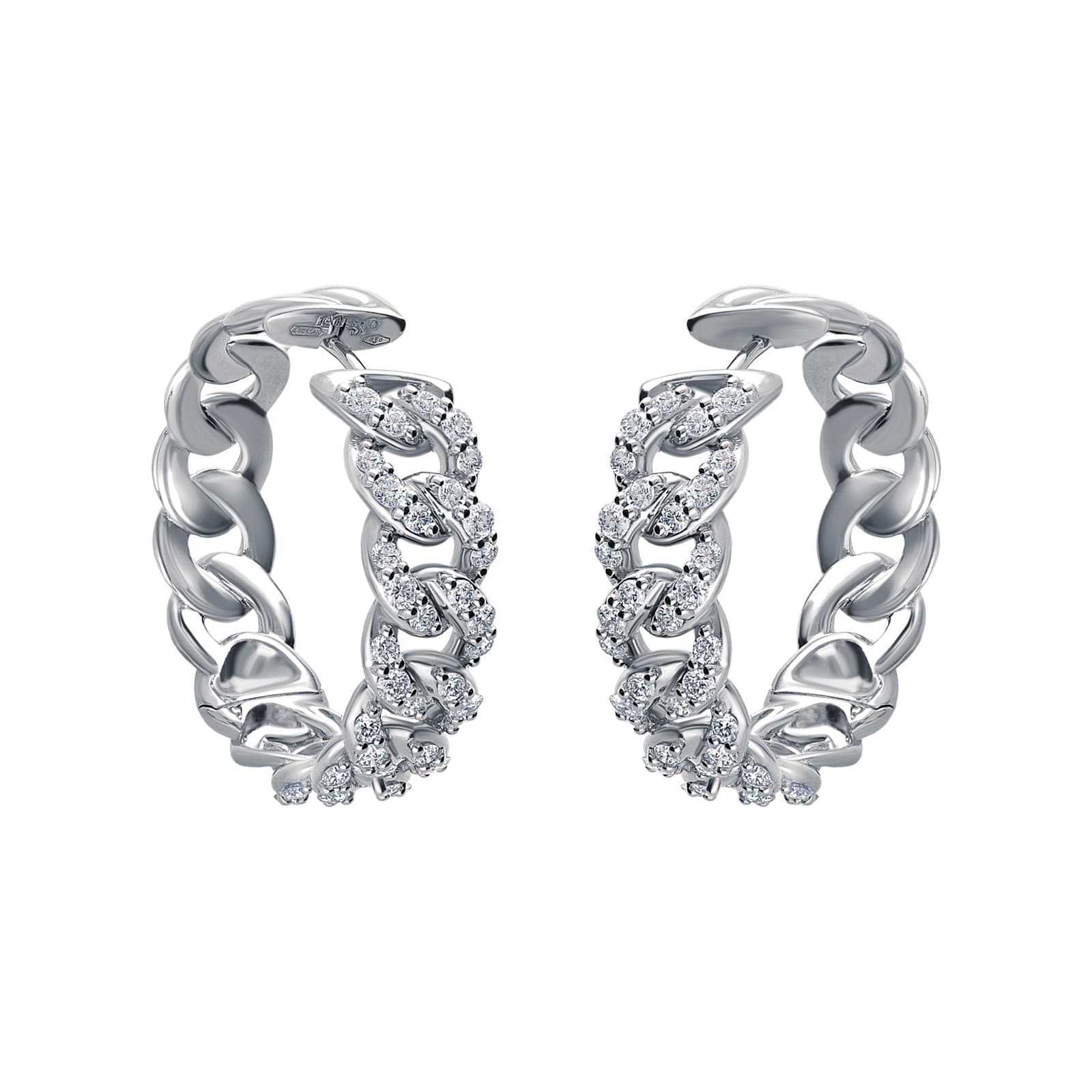 Betteridge 18k White Gold 1.92cttw Diamond Curblink Hoop Earrings 29mm