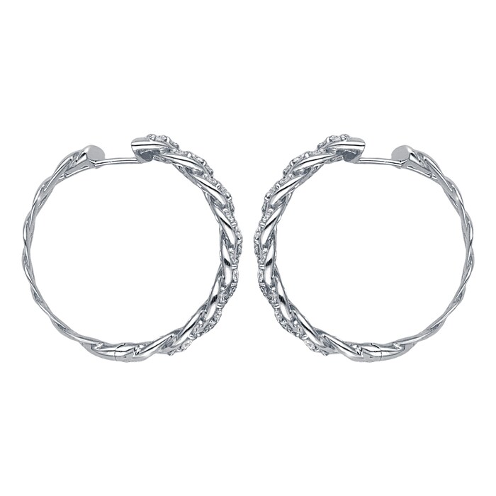 Betteridge 18k White Gold 1.92cttw Diamond Curblink Hoop Earrings 29mm