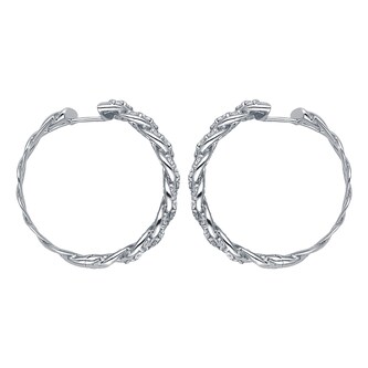 Betteridge 18k White Gold 1.92cttw Diamond Curblink Hoop Earrings 29mm