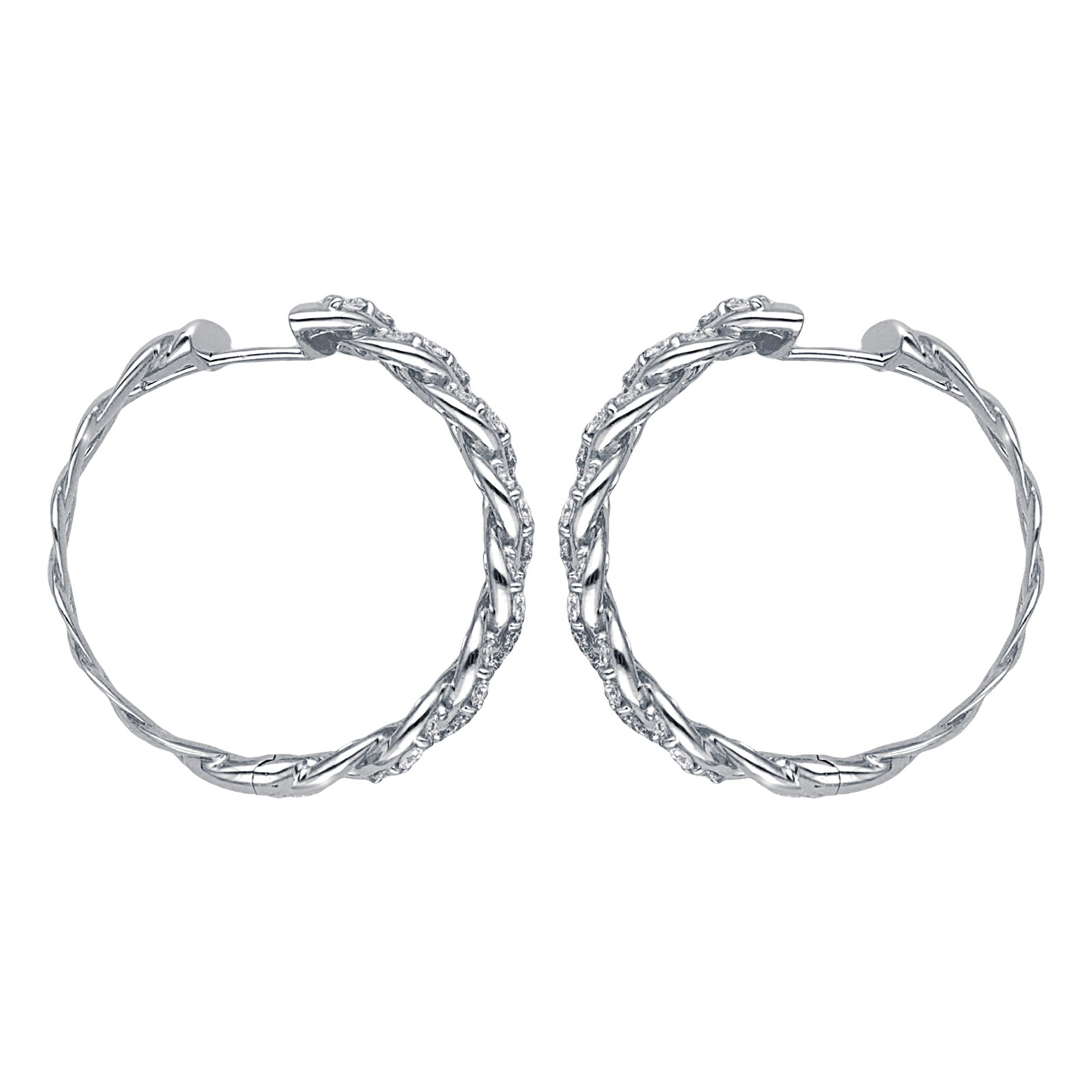 Betteridge 18k White Gold 1.92cttw Diamond Curblink Hoop Earrings 29mm