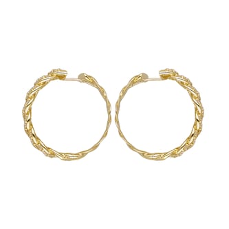 Betteridge 18k Yellow Gold 1.92cttw Diamond Curb Link Hoop Earrings