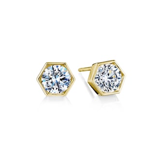 Betteridge 18k Yellow Gold 1.43cttw 7mm Brilliant Cut Diamond Hexagonal Stud Earrings Betteridge 18k Yellow Gold 1.43cttw 7mm Brilliant Cut Diamond Hexagonal Stud Earrings