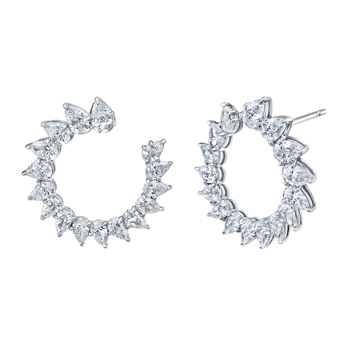 Betteridge 18k White Gold 4.04cttw Pear Cut Diamond Side Hoop Earrings