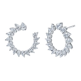 Betteridge 18k White Gold 4.04cttw Pear Cut Diamond Side Hoop Earrings