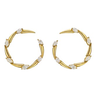 Betteridge 18k Yellow Gold 1.40cttw Marquise Diamond Side Hoop Earrings