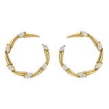Betteridge 18k Yellow Gold 1.40cttw Marquise Diamond Side Hoop Earrings