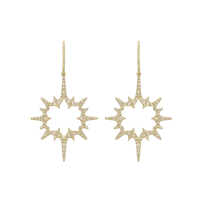 Betteridge 18k Yellow Gold 1.61cttw Rose Cut Diamond Starburst Drop Earrings