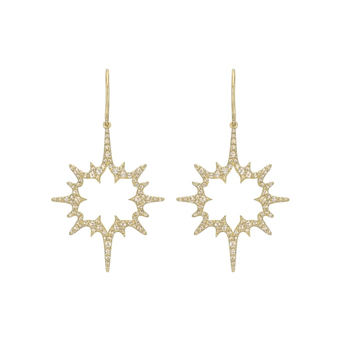 Betteridge 18k Yellow Gold 1.61cttw Rose Cut Diamond Starburst Drop Earrings