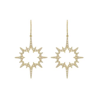 Betteridge 18k Yellow Gold 1.61cttw Rose Cut Diamond Starburst Drop Earrings