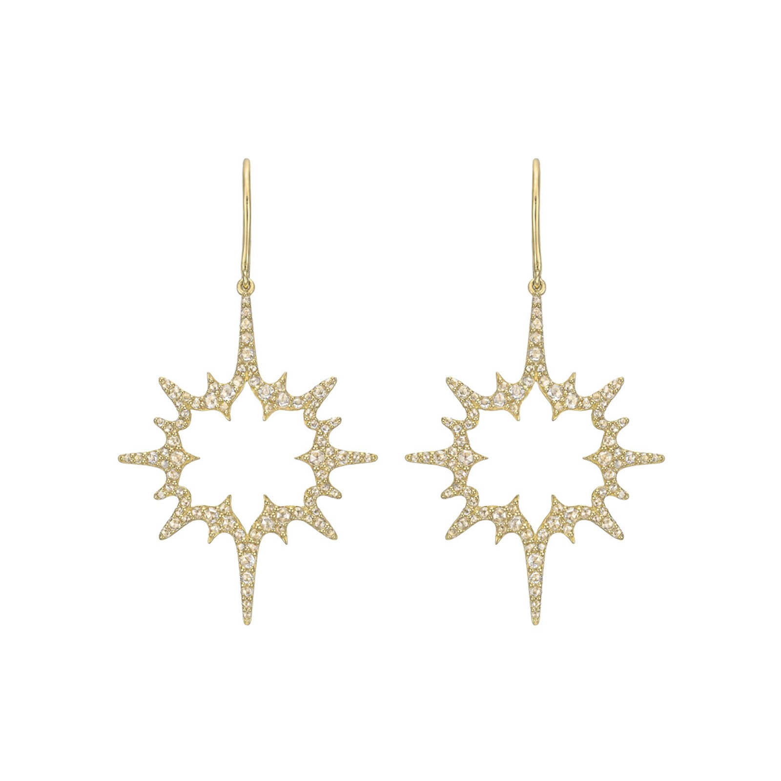 Betteridge 18k Yellow Gold 1.61cttw Rose Cut Diamond Starburst Drop Earrings