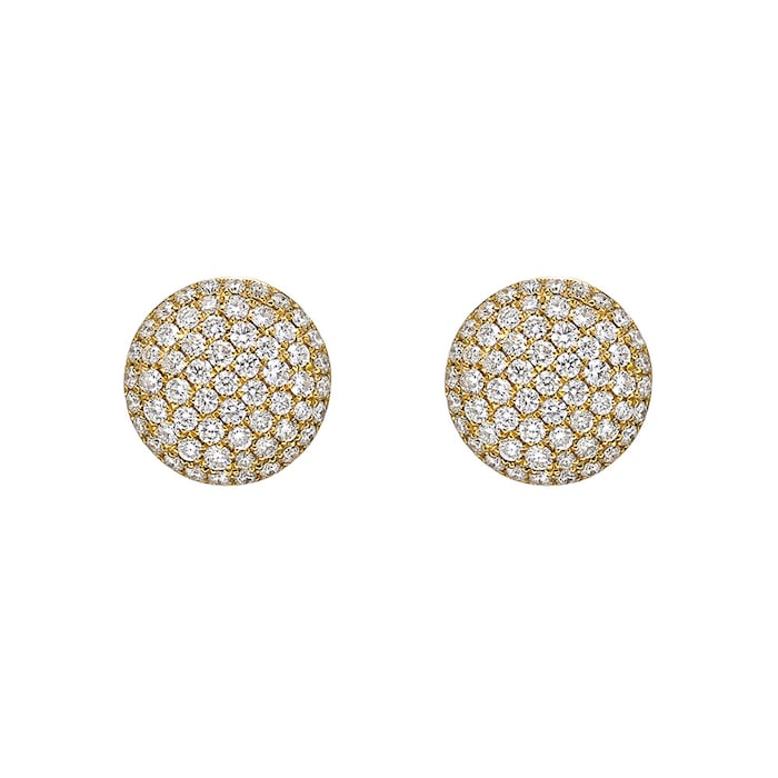 Betteridge 18k Yellow Gold 1.20cttw Pavé Diamond Domed Stud Earrings