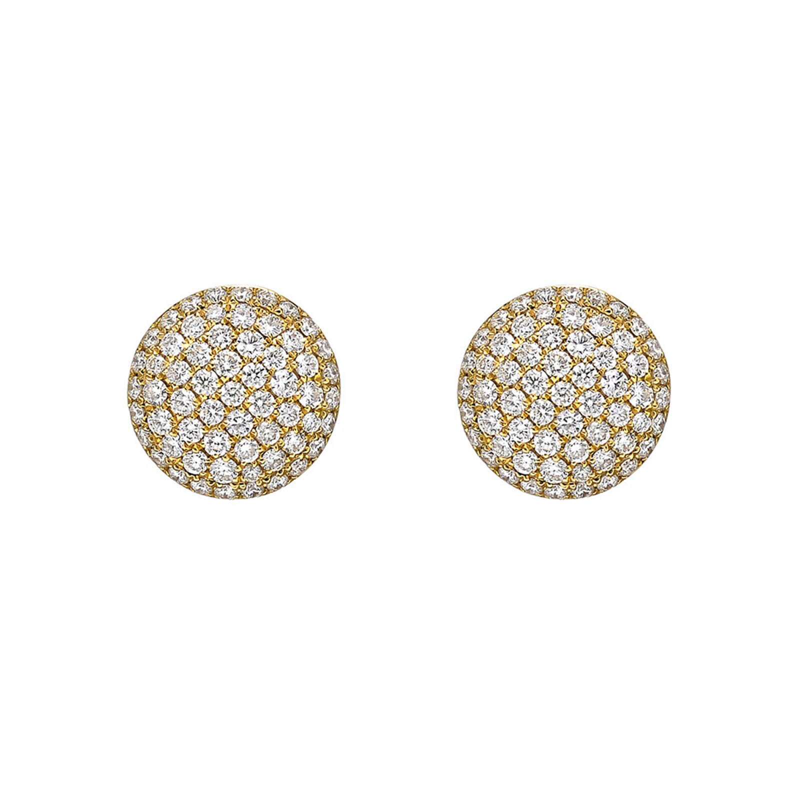 Betteridge 18k Yellow Gold 1.20cttw Pavé Diamond Domed Stud Earrings