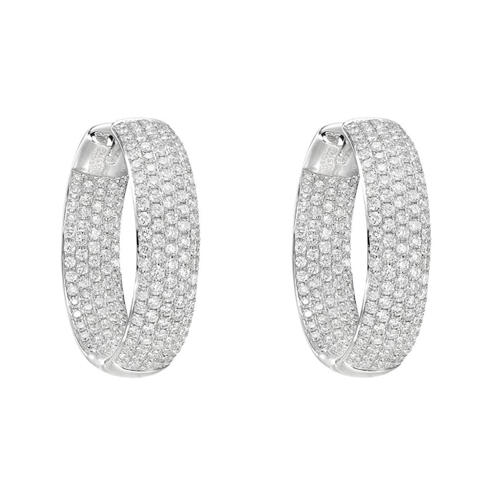 Betteridge 18k White Gold 2.60cttw Pave Diamond Inside-Outside Hoop Earrings