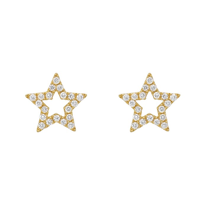 Betteridge 18k Yellow Gold 0.16cttw Diamond Open Star Stud Earrings