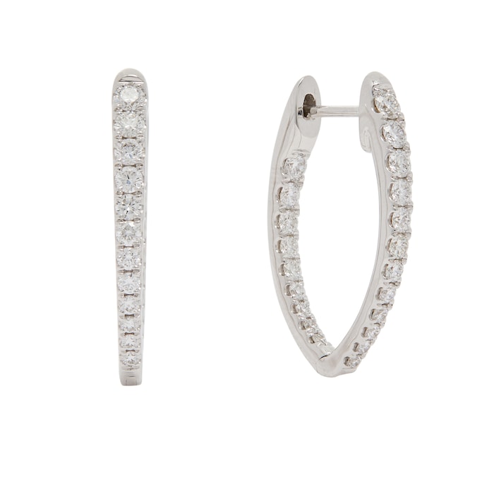 Mayors 18K White Gold 0.73cttw Diamond Imperial Hoop Earrings