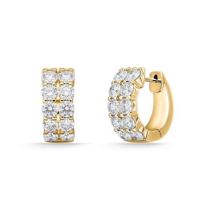 Mayors 18K Yellow Gold 1.04ctw Diamond Double Row Huggie Earrings
