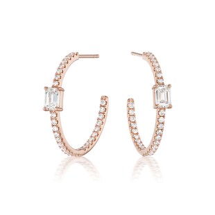 Mayors 18K Rose Gold 1.85ctw Diamond 3/4 Hoop Earrings