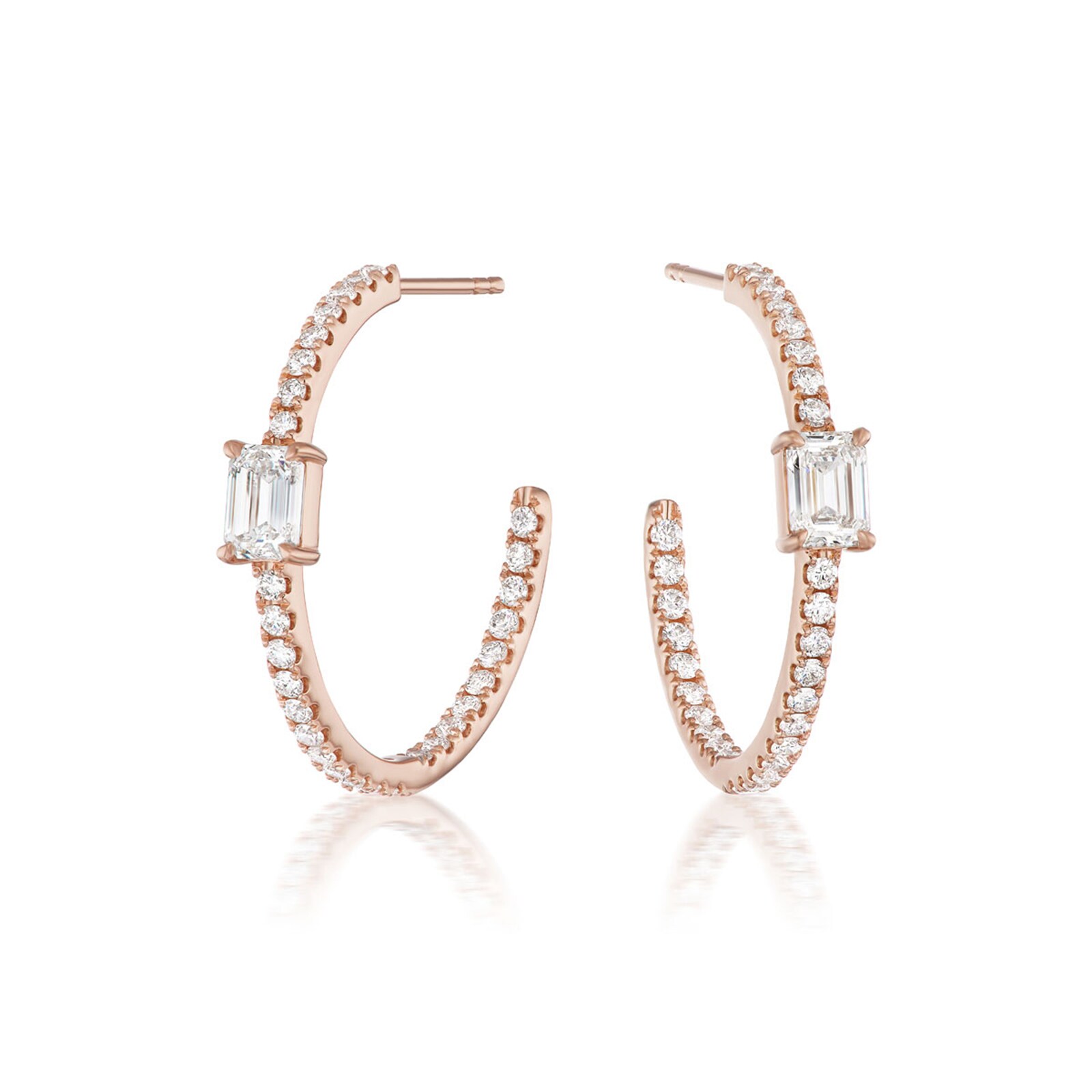 Mayors 18K Rose Gold 1.85ctw Diamond 3/4 Hoop Earrings