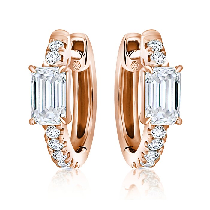 Mayors 18K Rose Gold 0.74ctw Diamond Huggie Hoop Earrings