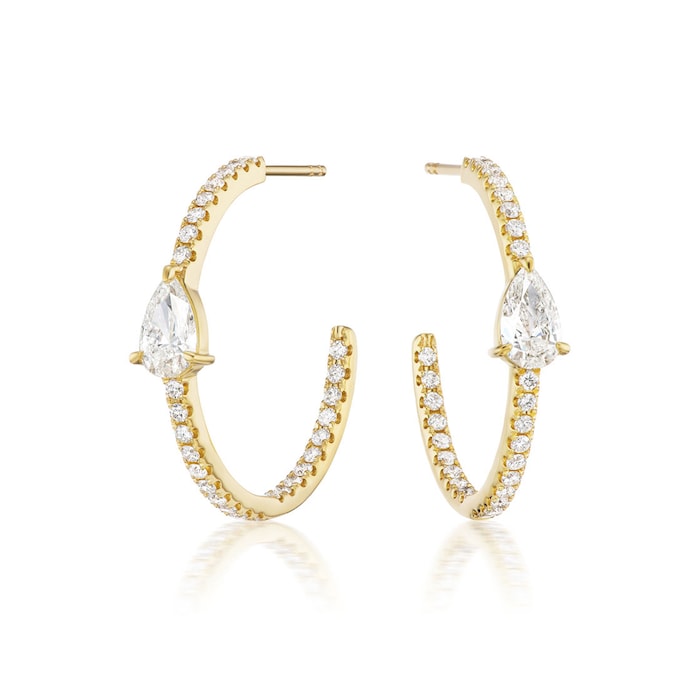 Mayors 18K Yellow Gold 1.70ctw Diamond 3/4 Hoop Earrings