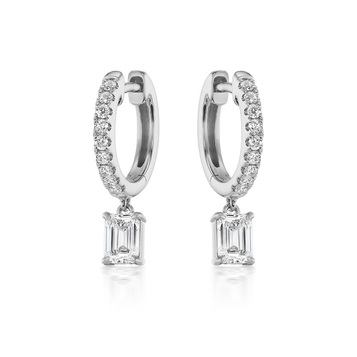 Mayors 18K White Gold 0.77ctw Huggie Drop Earrings