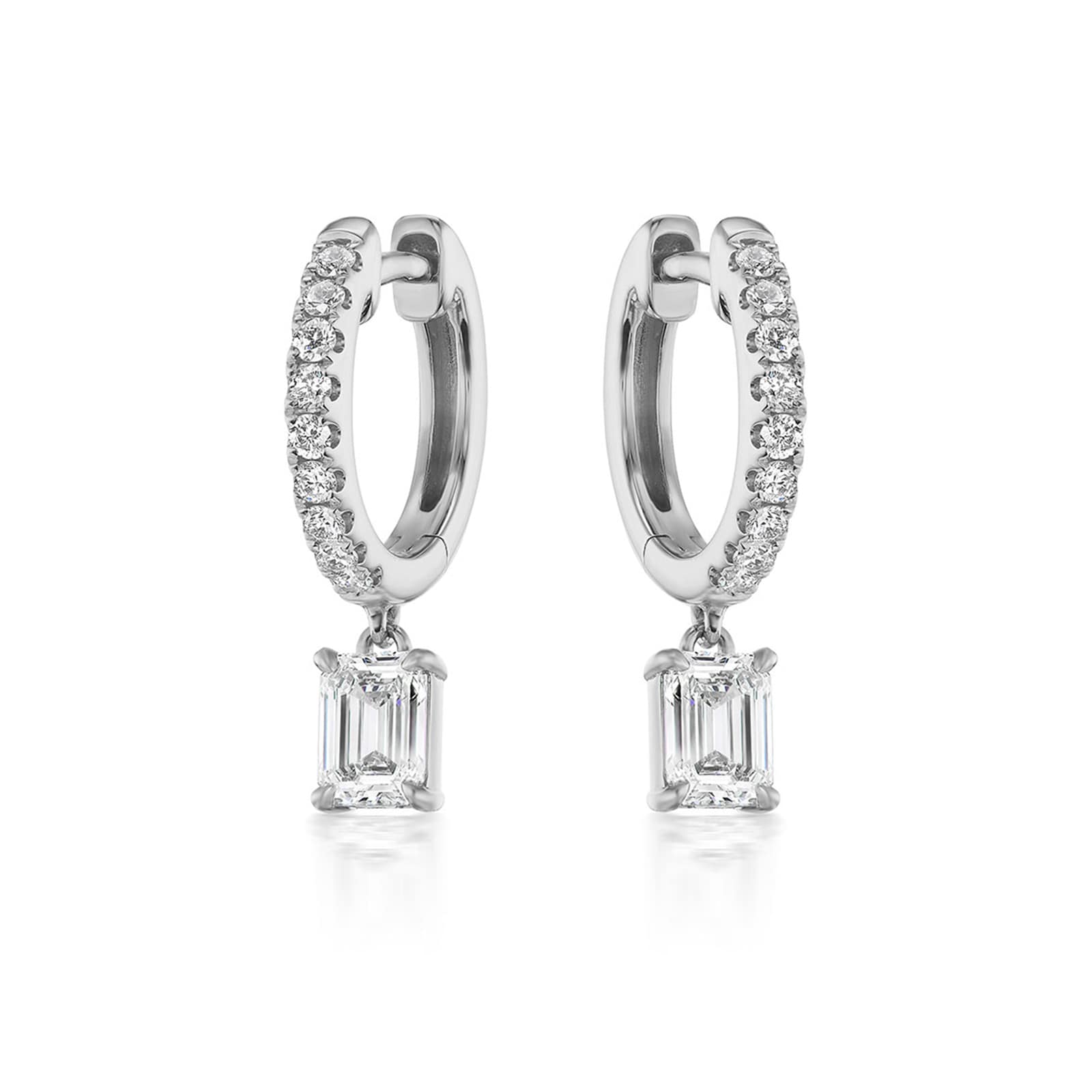 Mayors 18K White Gold 0.77ctw Huggie Drop Earrings
