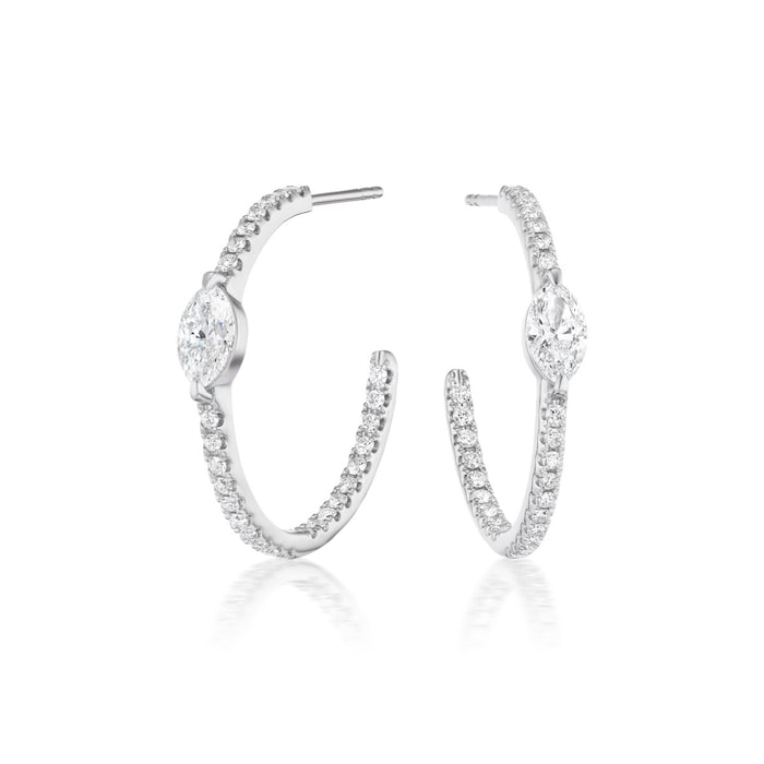 Mayors 18K White Gold 1.74ctw Diamond 3/4 Hoop Earrings