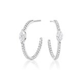 Mayors 18K White Gold 1.74ctw Diamond 3/4 Hoop Earrings