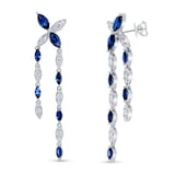Mayors 18K White Gold 2.50cttw Sapphire and 0.55cttw Diamond Drop Earrings