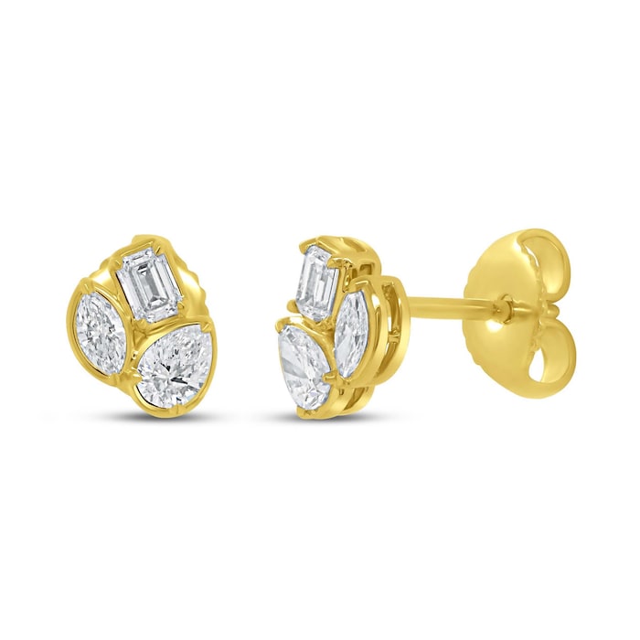Mayors 18K Yellow Gold 0.54cttw Mixed Cut Diamond Stud Earrings