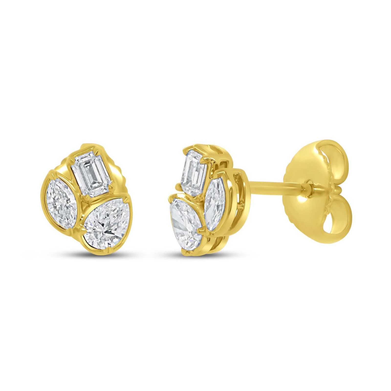 Mayors 18K Yellow Gold 0.54cttw Mixed Cut Diamond Stud Earrings