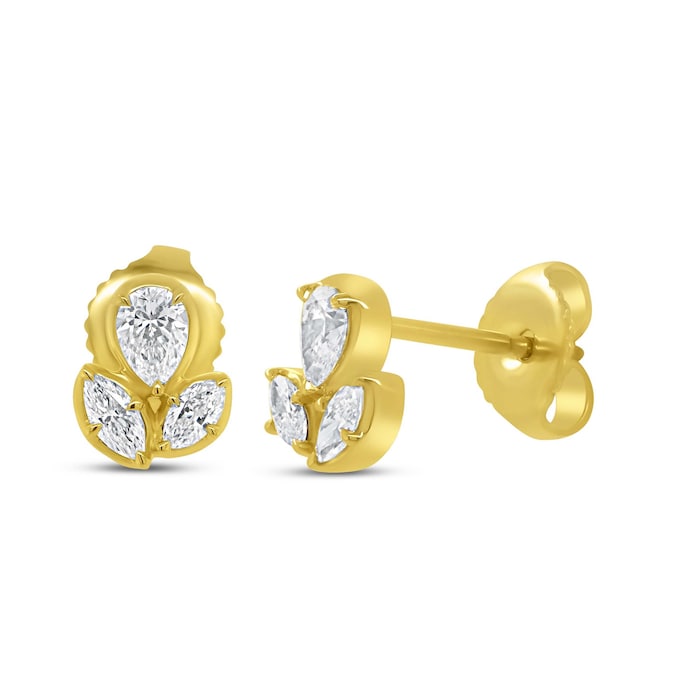 Mayors 18K Yellow Gold 0.46cttw Mixed Cut Diamond Stud Earrings